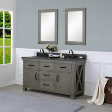 Load image into Gallery viewer, Water Creation Vanity Water Creation AB60BL03GG-000BX1203 60 Inch Grizzle Grey Double Sink Bathroom Vanity With Faucets With Blue Limestone Counter Top From The ABERDEEN Collection