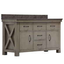 Load image into Gallery viewer, Water Creation Vanity Water Creation AB60BL03GG-000BX1203 60 Inch Grizzle Grey Double Sink Bathroom Vanity With Faucets With Blue Limestone Counter Top From The ABERDEEN Collection