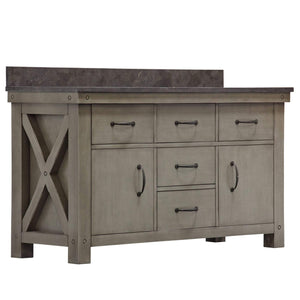 Water Creation Vanity Water Creation AB60BL03GG-000BX1203 60 Inch Grizzle Grey Double Sink Bathroom Vanity With Faucets With Blue Limestone Counter Top From The ABERDEEN Collection