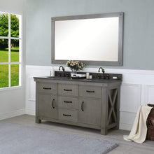 Load image into Gallery viewer, Water Creation Vanity Water Creation AB60BL03GG-A24BX1203 60 Inch Grizzle Grey Double Sink Bathroom Vanity With Mirrors And Faucets With Blue Limestone Counter Top From The ABERDEEN Collection