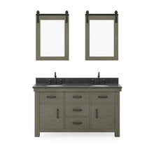Load image into Gallery viewer, Water Creation Vanity Water Creation AB60BL03GG-P24000000 Aberdeen 60 Inch Double Sink Blue Limestone Countertop Vanity in Grizzle Gray with Mirror