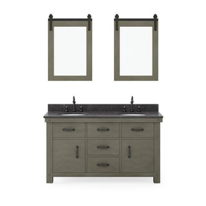 Water Creation Vanity Water Creation AB60BL03GG-P24000000 Aberdeen 60 Inch Double Sink Blue Limestone Countertop Vanity in Grizzle Gray with Mirror
