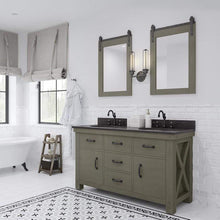Load image into Gallery viewer, Water Creation Vanity Water Creation AB60BL03GG-P24000000 Aberdeen 60 Inch Double Sink Blue Limestone Countertop Vanity in Grizzle Gray with Mirror