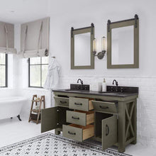 Load image into Gallery viewer, Water Creation Vanity Water Creation AB60BL03GG-P24000000 Aberdeen 60 Inch Double Sink Blue Limestone Countertop Vanity in Grizzle Gray with Mirror