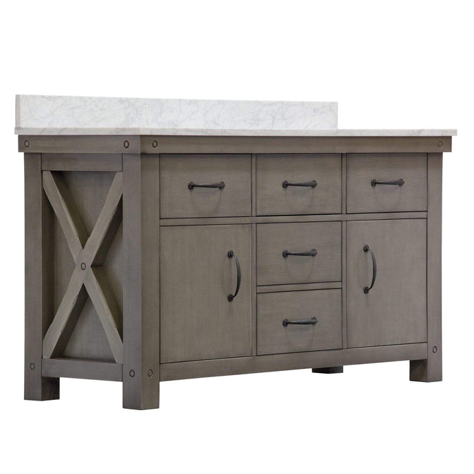 Water Creation Vanity Water Creation AB60CW03GG-000000000 60 Inch Grizzle Grey Double Sink Bathroom Vanity With Carrara White Marble Counter Top From The ABERDEEN Collection