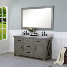 Load image into Gallery viewer, Water Creation Vanity Water Creation AB60CW03GG-000BX1203 60 Inch Grizzle Grey Double Sink Bathroom Vanity With Faucets With Carrara White Marble Counter Top From The ABERDEEN Collection