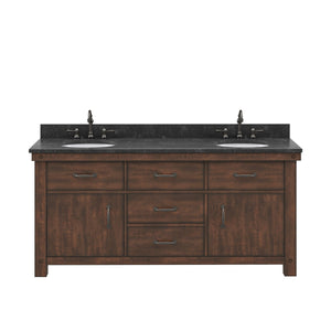Water Creation Vanity Water Creation AB72BL03RS-000000000 Aberdeen 72 In. Double Sink Blue Limestone Countertop Vanity in Rustic Sierra