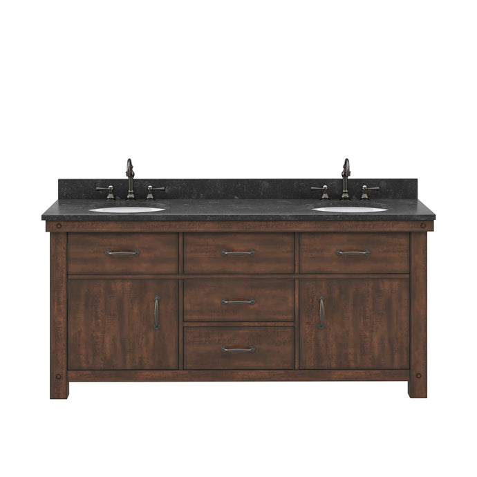 Water Creation Vanity Water Creation AB72BL03RS-000000000 Aberdeen 72 In. Double Sink Blue Limestone Countertop Vanity in Rustic Sierra