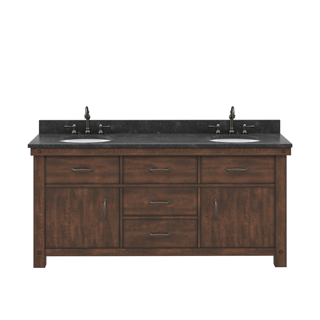 Water Creation Vanity Water Creation AB72BL03RS-000000000 Aberdeen 72 In. Double Sink Blue Limestone Countertop Vanity in Rustic Sierra