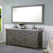 Load image into Gallery viewer, Water Creation Vanity Water Creation AB72CW03GG-A72000000 72 Inch Grizzle Grey Double Sink Bathroom Vanity With Mirror With Carrara White Marble Counter Top From The ABERDEEN Collection