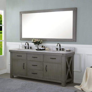 Water Creation Vanity Water Creation AB72CW03GG-A72000000 72 Inch Grizzle Grey Double Sink Bathroom Vanity With Mirror With Carrara White Marble Counter Top From The ABERDEEN Collection