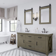 Load image into Gallery viewer, Water Creation Vanity Water Creation AB72CW03GG-P24000000 Aberdeen 72 In. Double Sink Carrara White Marble Countertop Vanity in Grizzle Gray with Mirror