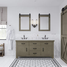 Load image into Gallery viewer, Water Creation Vanity Water Creation AB72CW03GG-P24000000 Aberdeen 72 In. Double Sink Carrara White Marble Countertop Vanity in Grizzle Gray with Mirror