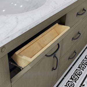 Water Creation Vanity Water Creation AB72CW03GG-P24000000 Aberdeen 72 In. Double Sink Carrara White Marble Countertop Vanity in Grizzle Gray with Mirror