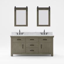 Load image into Gallery viewer, Water Creation Vanity Water Creation AB72CW03GG-P24000000 Aberdeen 72 In. Double Sink Carrara White Marble Countertop Vanity in Grizzle Gray with Mirror