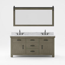 Load image into Gallery viewer, Water Creation Vanity Water Creation AB72CW03GG-P72000000 Aberdeen 72 Inch Double Sink Carrara White Marble Countertop Vanity in Grizzle Gray with Mirror