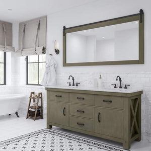 Water Creation Vanity Water Creation AB72CW03GG-P72000000 Aberdeen 72 Inch Double Sink Carrara White Marble Countertop Vanity in Grizzle Gray with Mirror