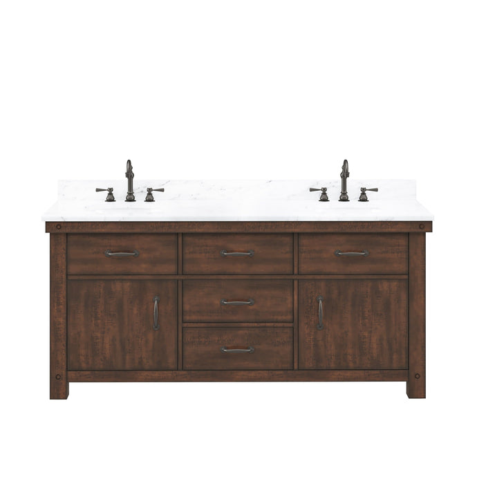 Water Creation Vanity Water Creation AB72CW03RS-000000000 Aberdeen 72 In. Double Sink Carrara White Marble Countertop Vanity in Rustic Sierra