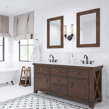 Load image into Gallery viewer, Water Creation Vanity Water Creation AB72CW03RS-A24000000 Aberdeen 72 In. Double Sink Carrara White Marble Countertop Vanity in Rustic Sierra with Mirrors