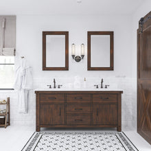 Load image into Gallery viewer, Water Creation Vanity Water Creation AB72CW03RS-A24TL1203 Aberdeen 72 In. Double Sink Carrara White Marble Countertop Vanity in Rustic Sierra with Hook Faucets and Mirrors