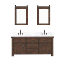 Load image into Gallery viewer, Water Creation Vanity Water Creation AB72CW03RS-P24000000 Aberdeen 72 In. Double Sink Carrara White Marble Countertop Vanity in Rustic Sierra with Mirrors