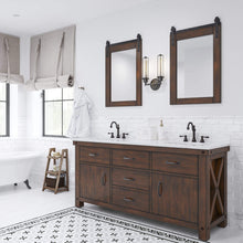 Load image into Gallery viewer, Water Creation Vanity Water Creation AB72CW03RS-P24000000 Aberdeen 72 In. Double Sink Carrara White Marble Countertop Vanity in Rustic Sierra with Mirrors