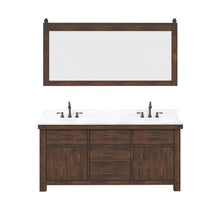 Load image into Gallery viewer, Water Creation Vanity Water Creation AB72CW03RS-P72000000 Aberdeen 72 In. Double Sink Carrara White Marble Countertop Vanity in Rustic Sierra with Mirrors