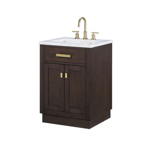 Water Creation Vanity Water Creation CH24B-0600BK Chestnut 24 Inch Single Bathroom Vanity with Mirror in Brown Oak