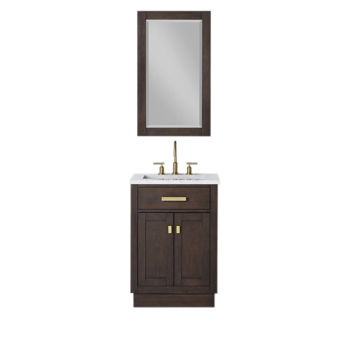 Water Creation Vanity Water Creation CH24B-0600BK Chestnut 24 Inch Single Bathroom Vanity with Mirror in Brown Oak