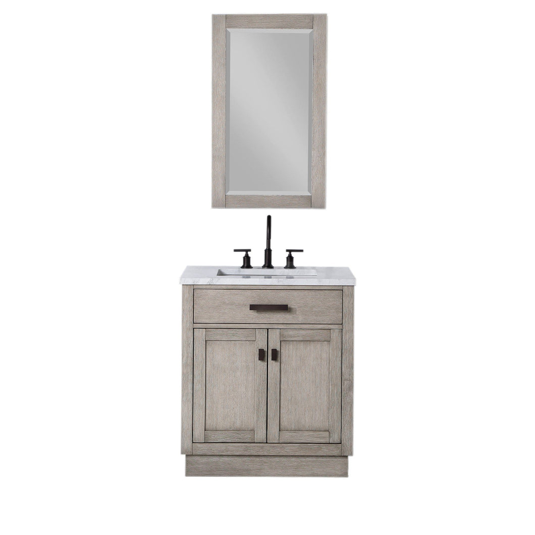 Water Creation Vanity Water Creation CH30B-0300GK Chestnut 30 Inch Single Bathroom Vanity with Mirror in Grey Oak