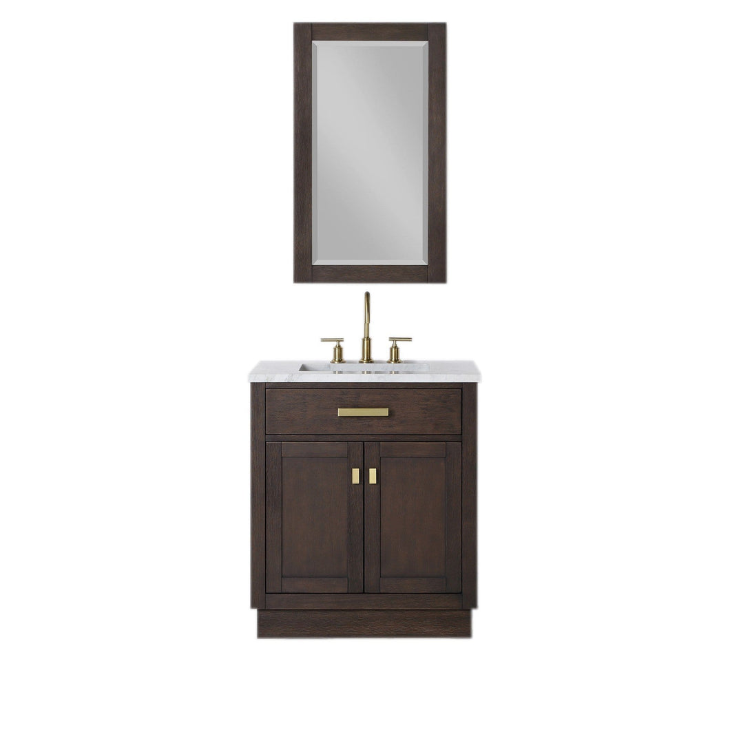 Water Creation Vanity Water Creation CH30B-0600BK Chestnut 30 Inch Single Bathroom Vanity with Mirror in Brown Oak