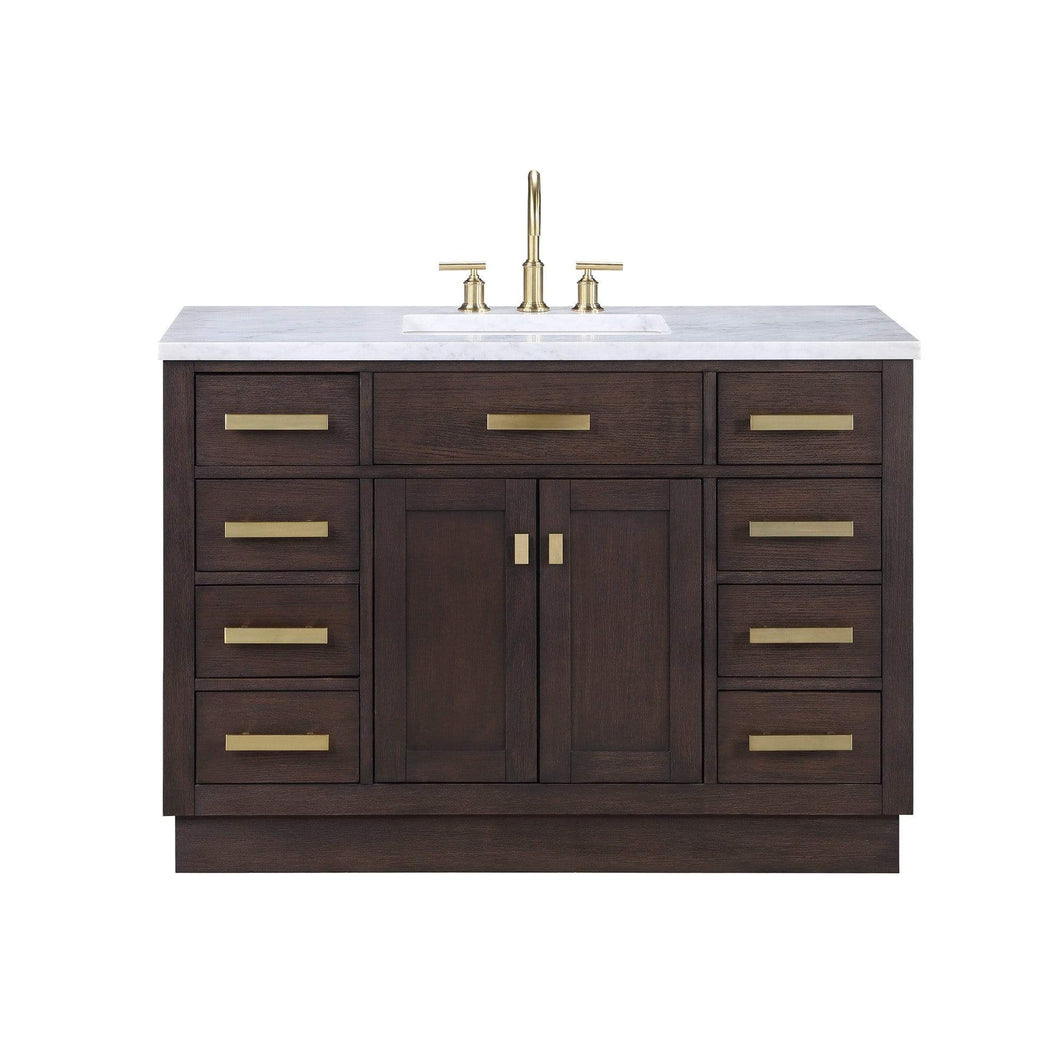 Water Creation Vanity Water Creation CH48A-0600BK Chestnut 48 Inch Single Bathroom Vanity in Brown Oak