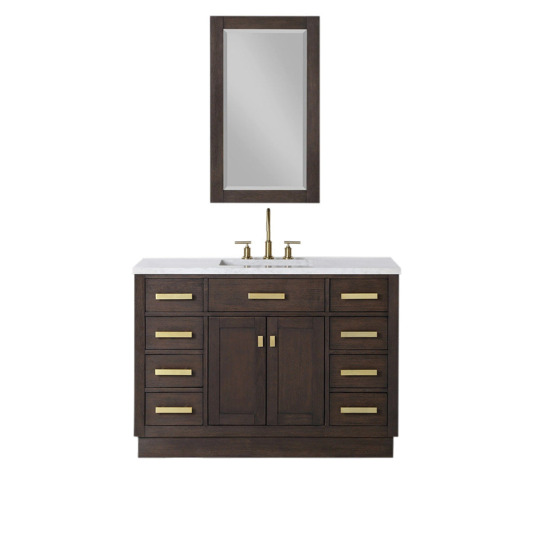 Water Creation Vanity Water Creation CH48B-0600BK Chestnut 48 Inch Single Bathroom Vanity with Mirror in Brown Oak