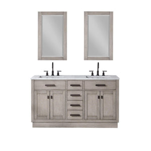 Water Creation Vanity Water Creation CH60B-0300GK Chestnut 60 Inch Double Bathroom Vanity with Mirrors in Grey Oak