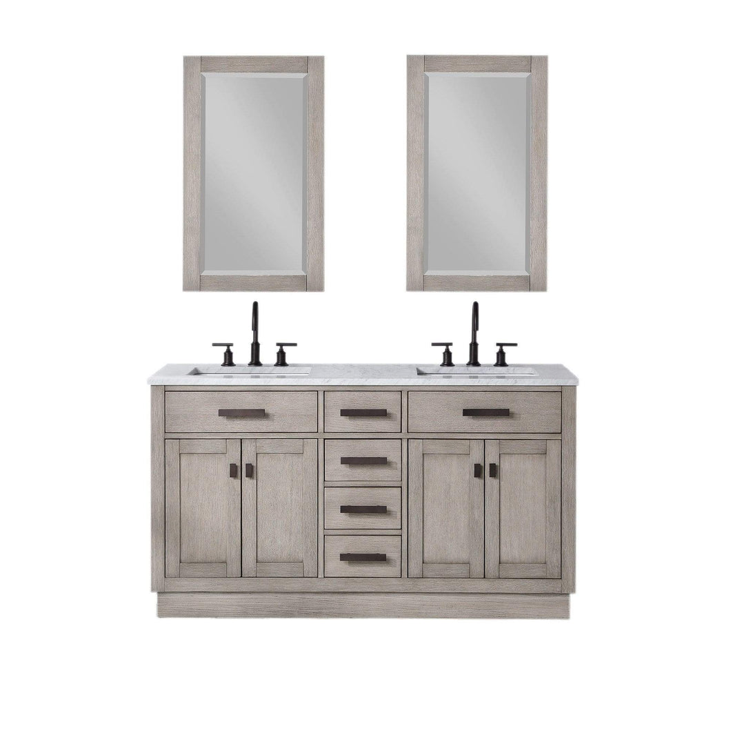 Water Creation Vanity Water Creation CH60B-0300GK Chestnut 60 Inch Double Bathroom Vanity with Mirrors in Grey Oak
