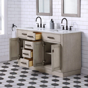 Water Creation Vanity Water Creation CH60B-0300GK Chestnut 60 Inch Double Bathroom Vanity with Mirrors in Grey Oak