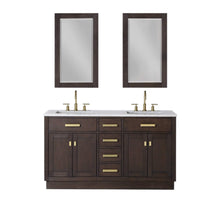 Load image into Gallery viewer, Water Creation Vanity Water Creation CH60B-0600BK Chestnut 60 Inch Double Bathroom Vanity with Mirrors in Brown Oak