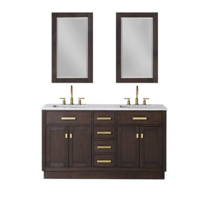 Water Creation Vanity Water Creation CH60B-0600BK Chestnut 60 Inch Double Bathroom Vanity with Mirrors in Brown Oak