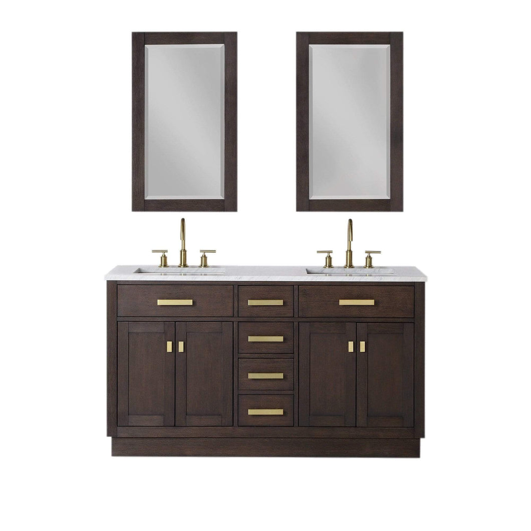 Water Creation Vanity Water Creation CH60B-0600BK Chestnut 60 Inch Double Bathroom Vanity with Mirrors in Brown Oak