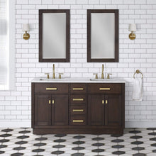 Load image into Gallery viewer, Water Creation Vanity Water Creation CH60B-0600BK Chestnut 60 Inch Double Bathroom Vanity with Mirrors in Brown Oak