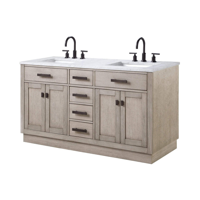 Water Creation Vanity Water Creation CH60C-0314GK Chestnut 60 Inch Double Bathroom Vanity in Grey Oak