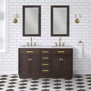 Water Creation Vanity Water Creation CH60CW06BK-R21BL1406 Chestnut 60"" Double Bathroom Vanity