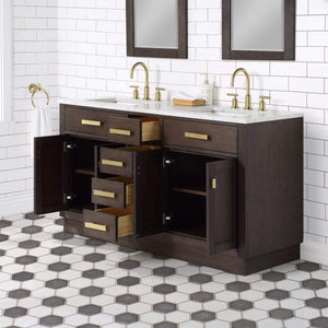 Water Creation Vanity Water Creation CH60CW06BK-R21BL1406 Chestnut 60"" Double Bathroom Vanity