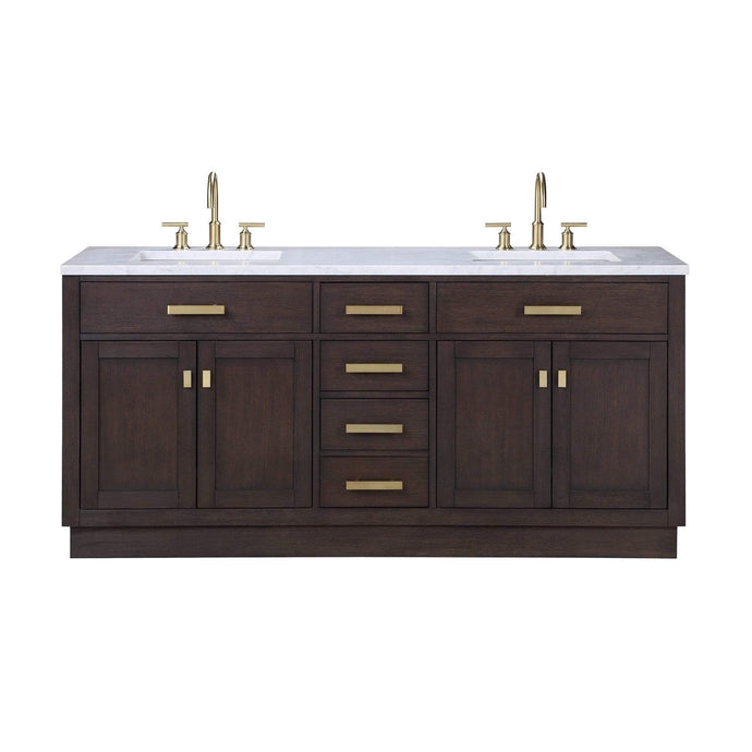 Water Creation Vanity Water Creation CH72A-0600BK Chestnut 72 Inch Double Bathroom Vanity in Brown Oak
