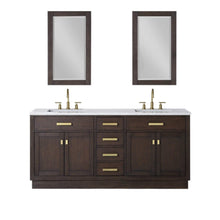 Load image into Gallery viewer, Water Creation Vanity Water Creation CH72B-0600BK Chestnut 72 Inch Double Bathroom Vanity with Mirrors in Brown Oak