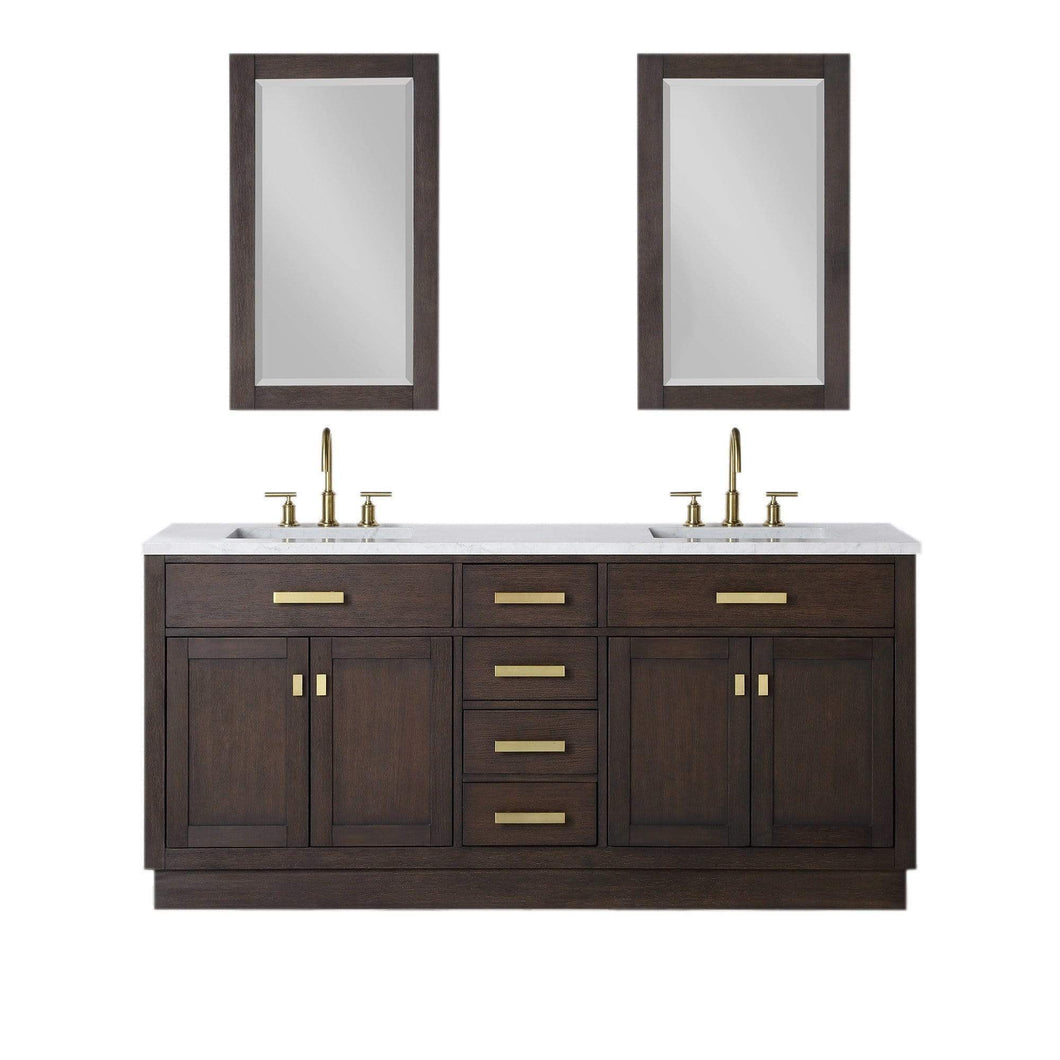 Water Creation Vanity Water Creation CH72B-0600BK Chestnut 72 Inch Double Bathroom Vanity with Mirrors in Brown Oak