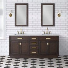 Load image into Gallery viewer, Water Creation Vanity Water Creation CH72B-0600BK Chestnut 72 Inch Double Bathroom Vanity with Mirrors in Brown Oak