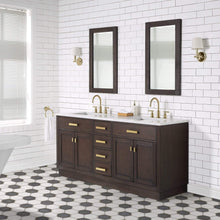Load image into Gallery viewer, Water Creation Vanity Water Creation CH72B-0600BK Chestnut 72 Inch Double Bathroom Vanity with Mirrors in Brown Oak