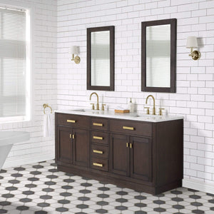 Water Creation Vanity Water Creation CH72B-0600BK Chestnut 72 Inch Double Bathroom Vanity with Mirrors in Brown Oak