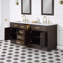 Load image into Gallery viewer, Water Creation Vanity Water Creation CH72B-0600BK Chestnut 72 Inch Double Bathroom Vanity with Mirrors in Brown Oak
